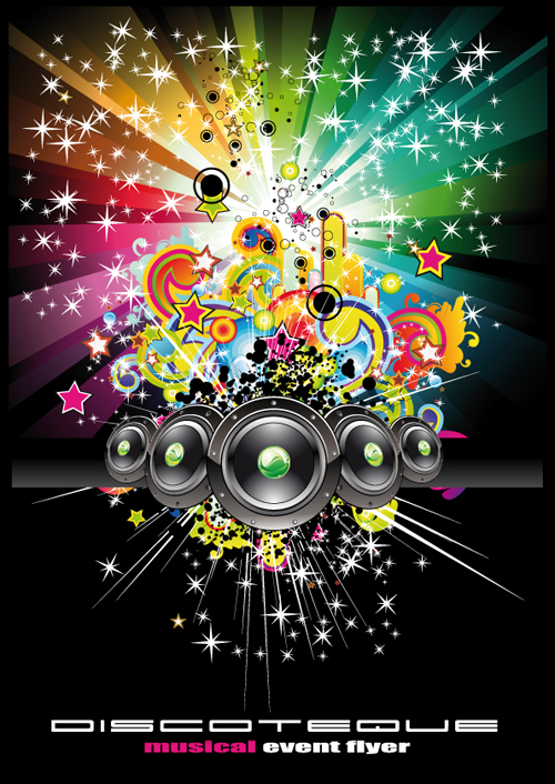 Bright Music Theme elements background vector 04 music elements element bright   