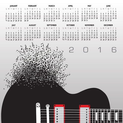 2016 Calendars with music vector design 09 music design calendars 2016   