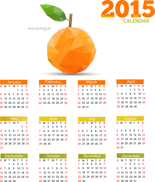 Geometric shapes fruits with 2015 calendar vector 02 Geometric Shapes Geometric Shape fruits calendar   