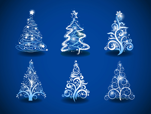 Halation Christmas tree design vector set 01 tree christmas tree christmas   