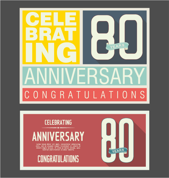 Vintage anniversary cards flat styles vector 08 vintage cards anniversary   