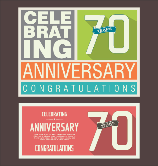 Vintage anniversary cards flat styles vector 11 vintage cards anniversary   