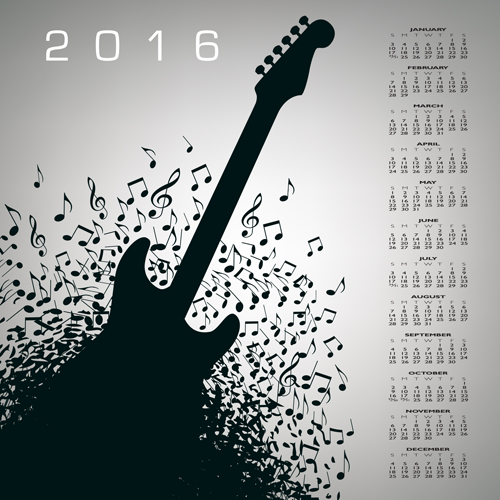 2016 Calendars with music vector design 08 music design calendars 2016   