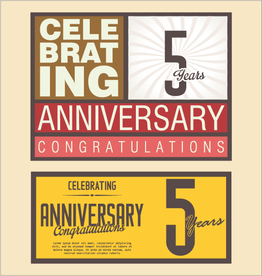 Vintage anniversary cards flat styles vector 01 vintage cards anniversary   