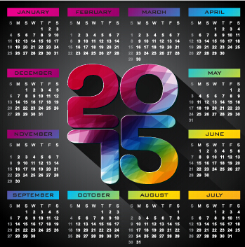 Calendar 2015 modern style vector set 07 modern calendar 2015   