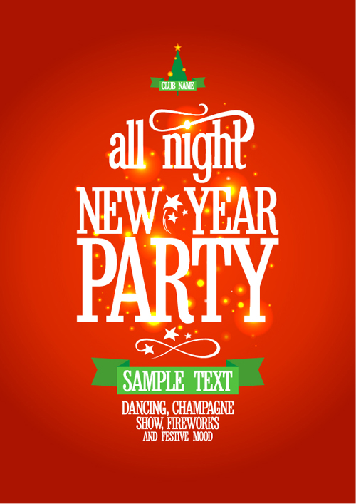 2016 New year party poster with red background vector year poster party background   