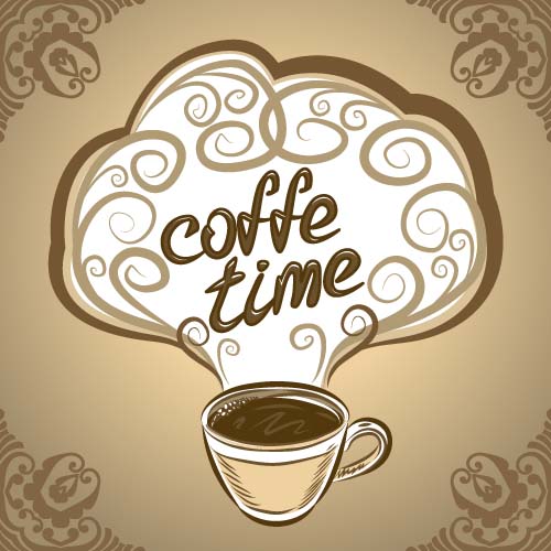 Hand drawn coffee time theme background vector 03 theme hand drawn coffee background   