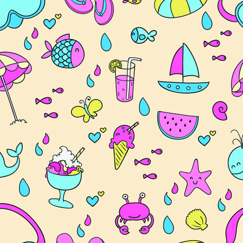 Cute summer pattern seamless vector material summer seamless pattern cute   