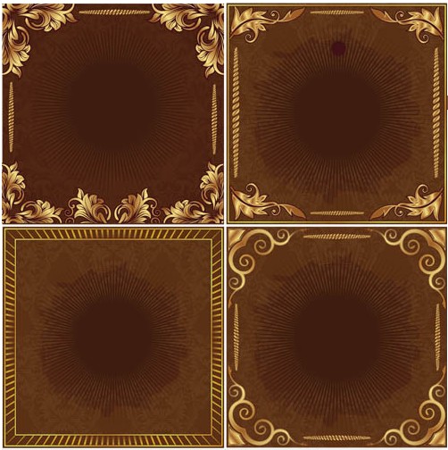 Brown ornate backgrounds vector set ornate brown   