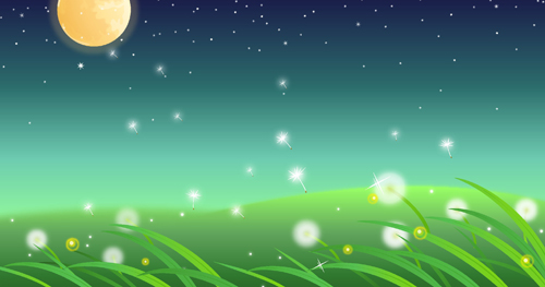 Moon and dandelions beautiful landscapes vector moon landscape dandelion   