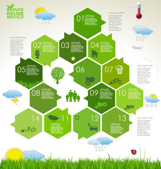 Modern ecology infographics green template vector 18 template modern infographics graphics   