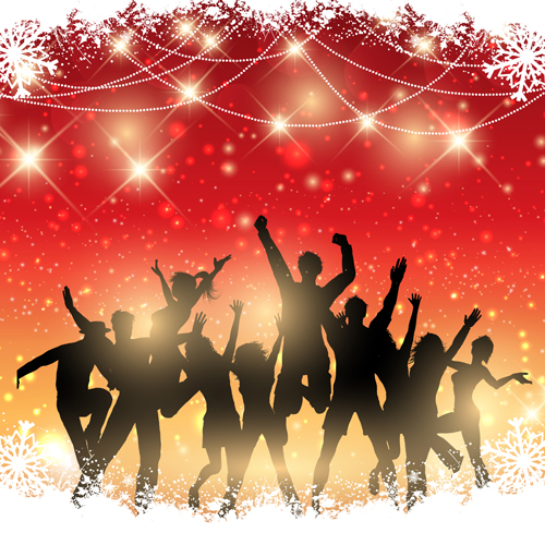 Christmas party background with people silhouetter vector 01 silhouetter people party christmas background   