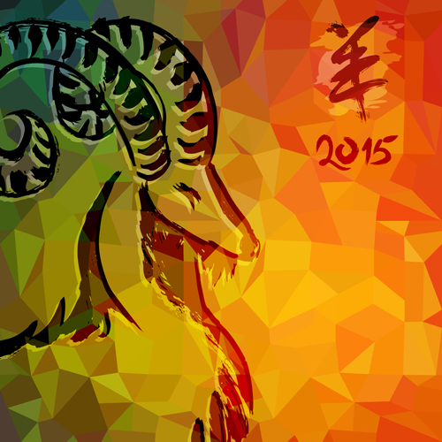 Vector set of 2015 sheep year background material 02 year sheep material background 2015   