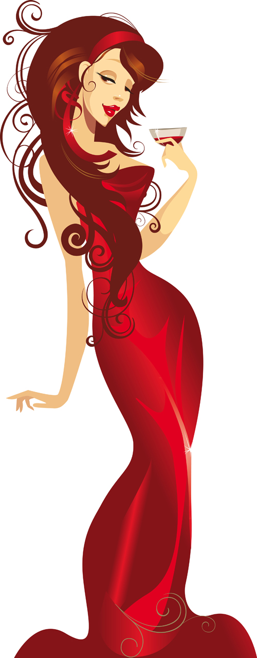 Beautiful Lady in red vector set 05 red lady beautiful   