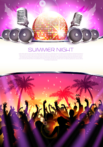 Vector flyer summer night party design material 14 summer party night flyer   