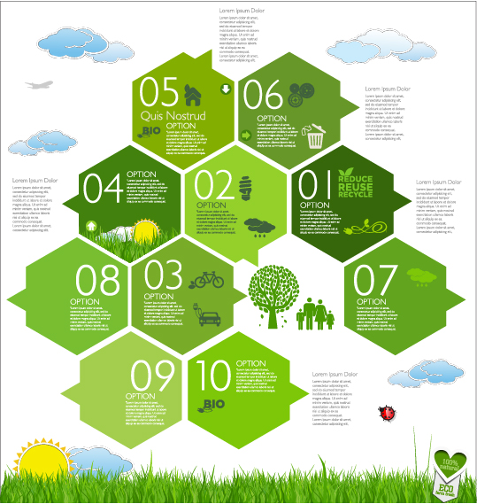 Modern ecology infographics green template vector 10 template modern infographic ecology   