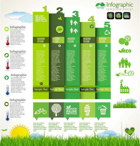 Modern ecology infographics green template vector 19 template modern infographics infographic ecology   
