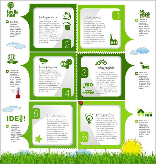 Modern ecology infographics green template vector 14 template modern infographics ecology   