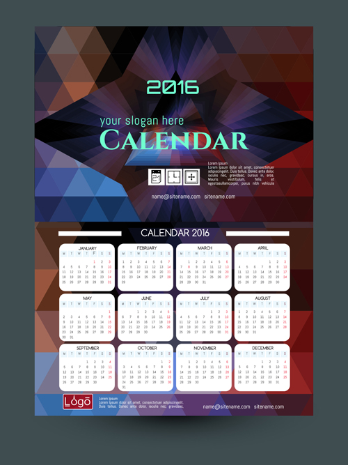 2016 technology calendar template vector 06 template technology calendar 2016   