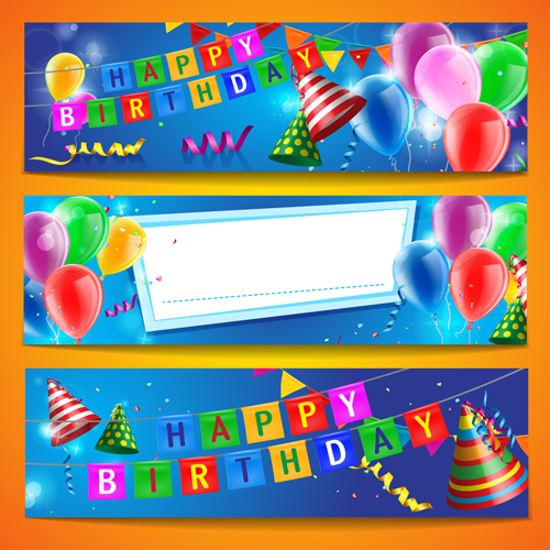 Confetti with colored balloons birthday banner vector 02 colored birthday banner balloons   