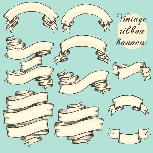 Vector vintage ribbon banners design 02 vintage ribbon banners banner   