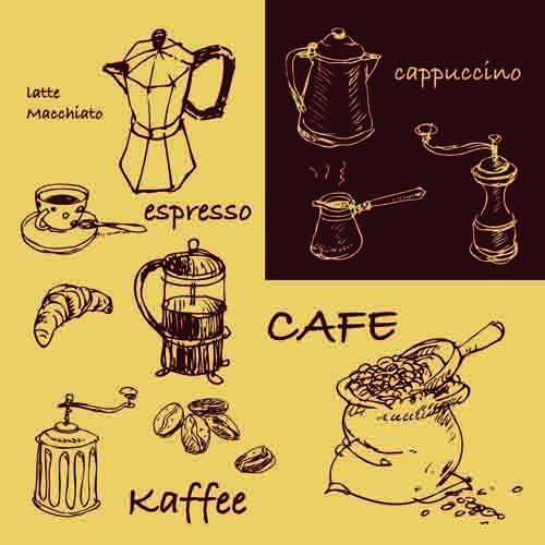 Retro Hand drawn Coffee elements vector 01 Retro font hand-draw hand drawn coffee   