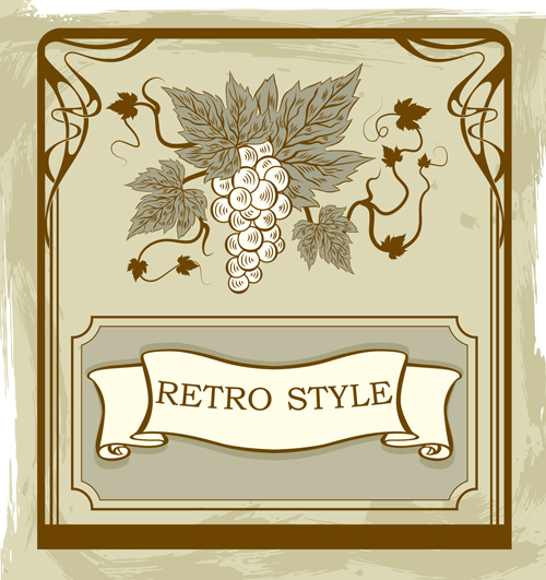 Retro style grape wine background vector 05 style Retro font grape wine   