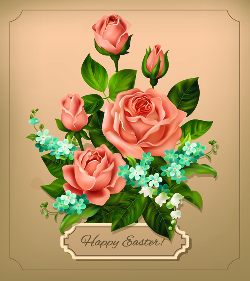 Beautiful roses with vintage cards vector material 02 vintage roses material cards beautiful   