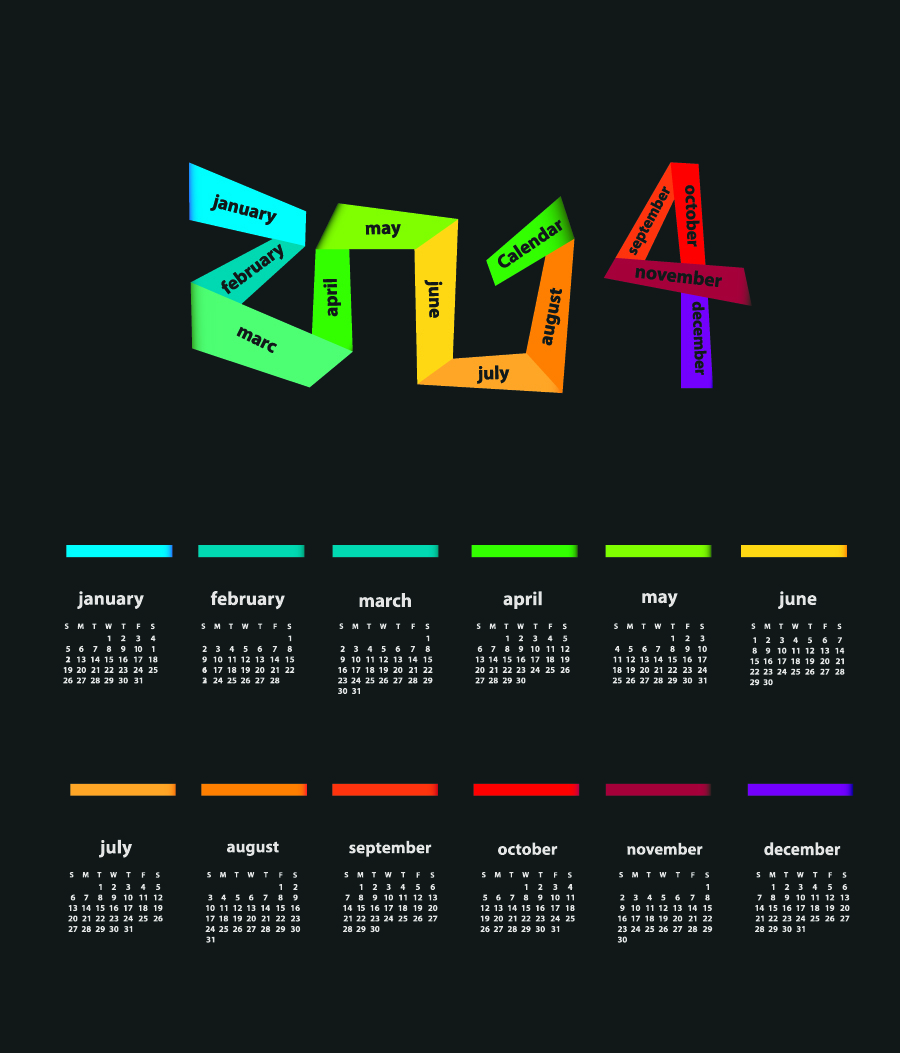 Calendar 2014 vector huge collection 06 Huge collection calendar 2014   