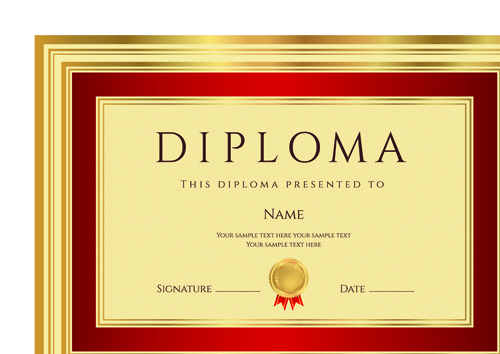 Gold diploma cover template 03 template vector template diploma cover   