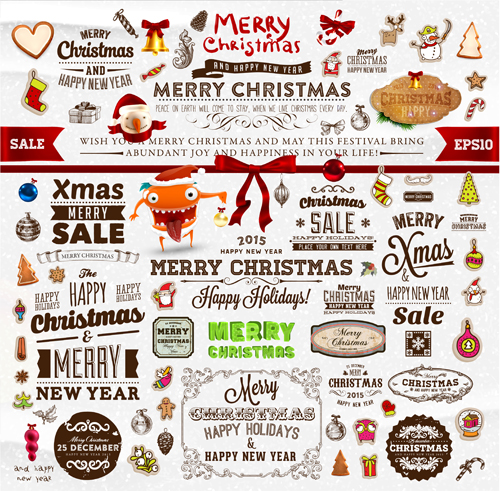 Christmas ornament elements and labels vector material 01 ornament labels elements christmas   