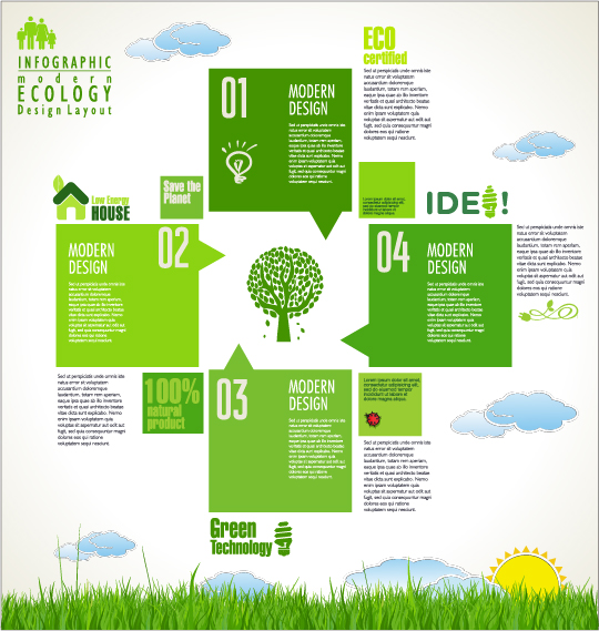 Modern ecology infographics green template vector 07 template modern infographics infographic ecology   