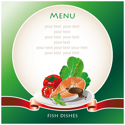 fish dishes menu elements vector menu fish elements element dishes   