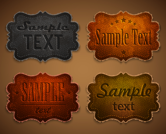 Old leather labels design vector graphics 02 vector graphics vector graphic leather labels label   