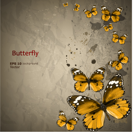 Retro Butterfly background vector 02 Retro font butterfly   