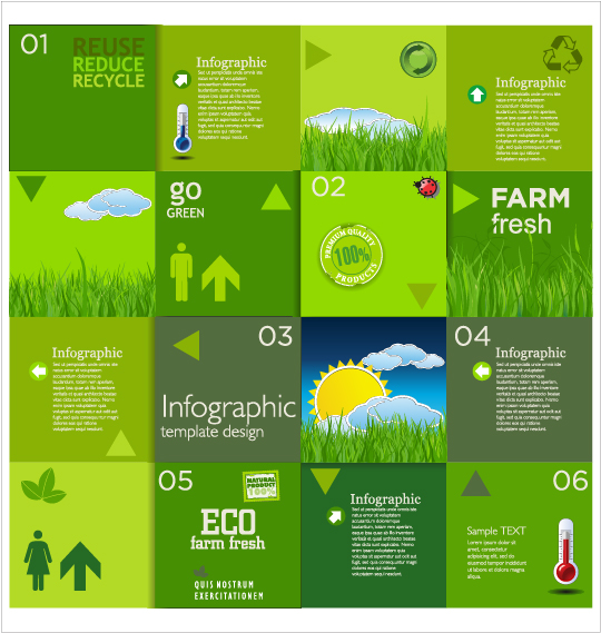 Modern ecology infographics green template vector 03 template modern infographics infographic ecology   