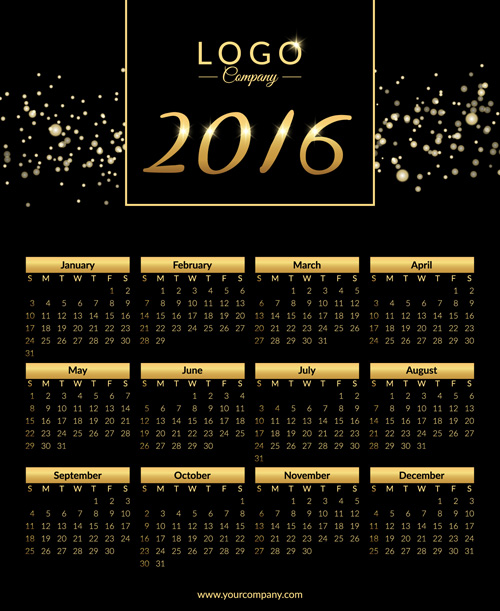 2016 calendar with fireworks vector material 02 material Fireworks calendar 2016   