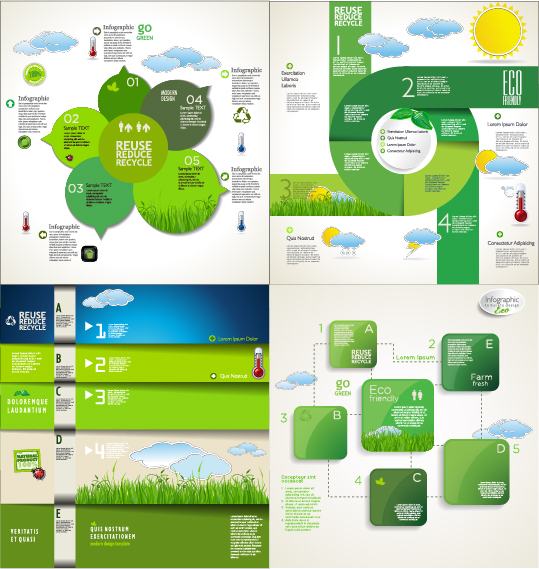 Modern ecology infographics green template vector 16 template modern infographic ecology   