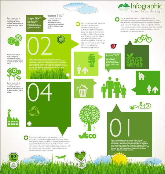 Modern ecology infographics green template vector 09 template modern infographic ecology   