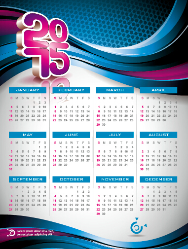 Calendar 2015 modern style vector set 05 modern calendar 2015   