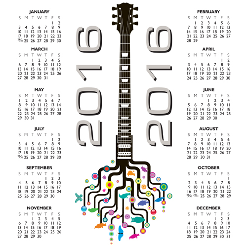 2016 Calendars with music vector design 07 music design calendars 2016   