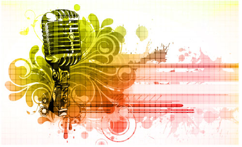 Music & mike Stylish vector background 01 stylish music mike   