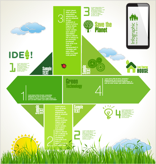 Modern ecology infographics green template vector 08 template modern infographics infographic ecology   