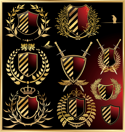 luxurious royal shield vector material 02 shield royal material luxurious   