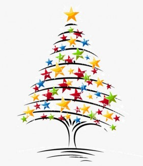 Christmas Tree with colored stars vector tree stars christmas   
