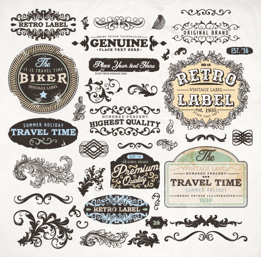 Vintage elements labels and Borders vector 04 vintage labels label elements element   