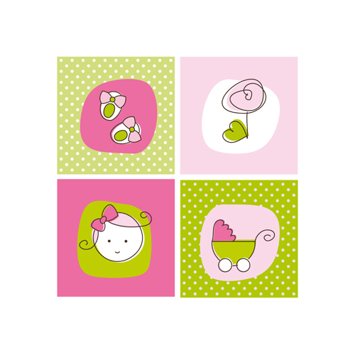 Cute cartoon baby elements mix vector set mix elements element cute cartoon cute baby   