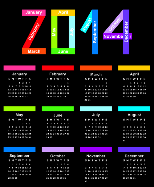 Calendar 2014 vector huge collection 04 Huge collection calendar 2014   