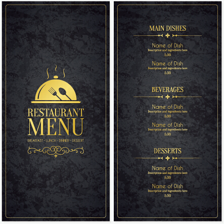 Modern restaurant menu cover and list vector 02 restaurant modern menu list cover   