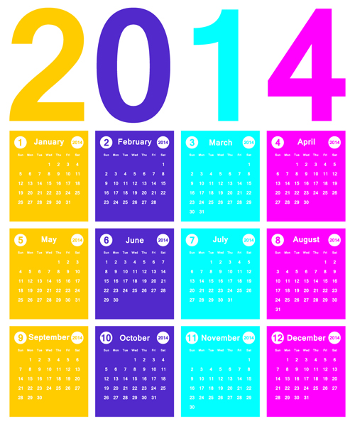 Calendar 2014 vector huge collection 02 Huge collection calendar 2014   